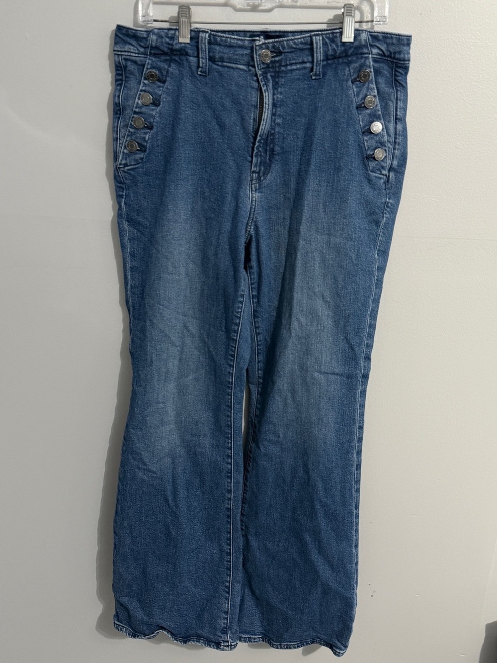Gap Jeans Womens 14 32 70s Flare Sailor Button Pockets Full Length Retro